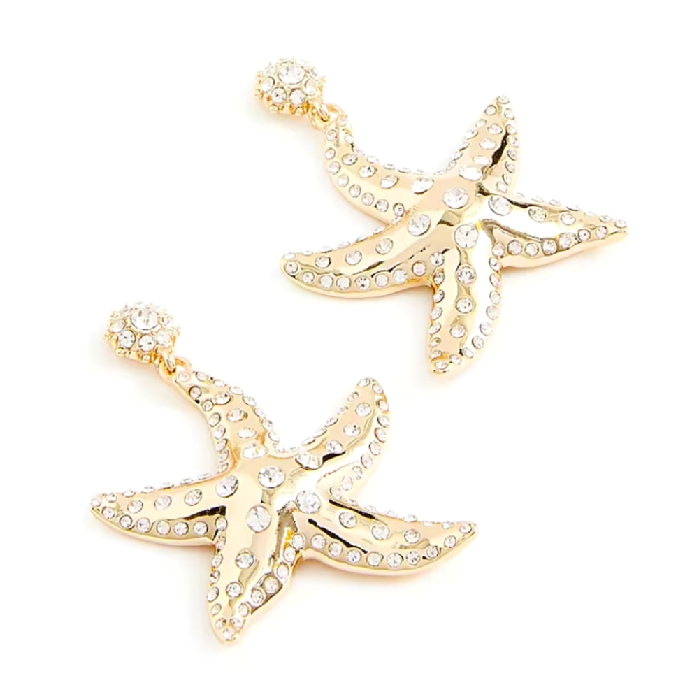 J.Crew Starfish Pave Statement Earrings, Gold